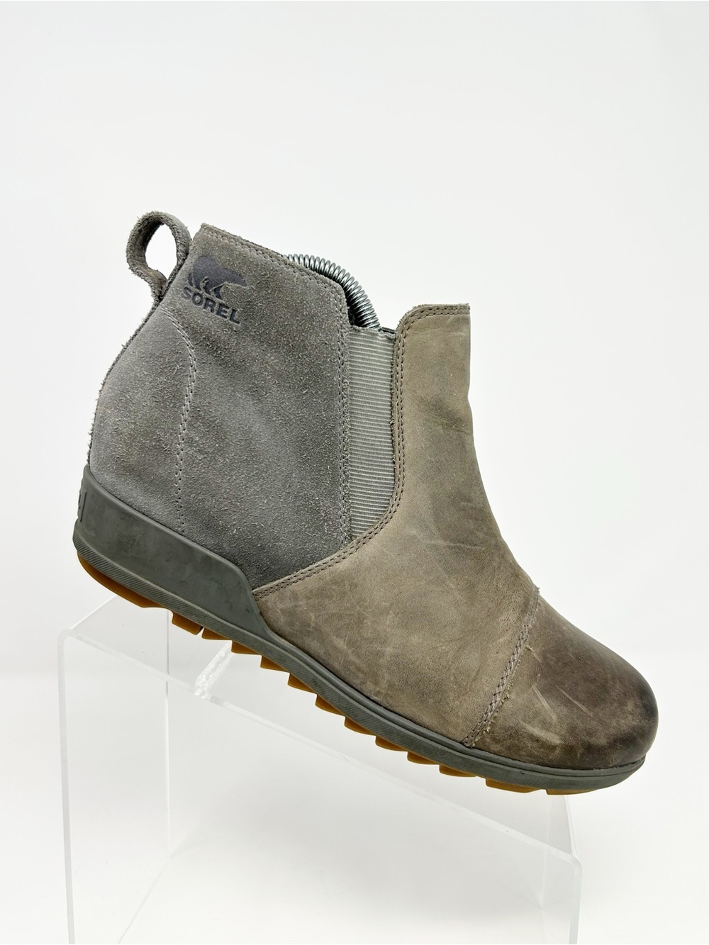 Sorel Evie Pull-On Chelsea Ankle Boots Womens Gray Waterproof Wedge Size 10